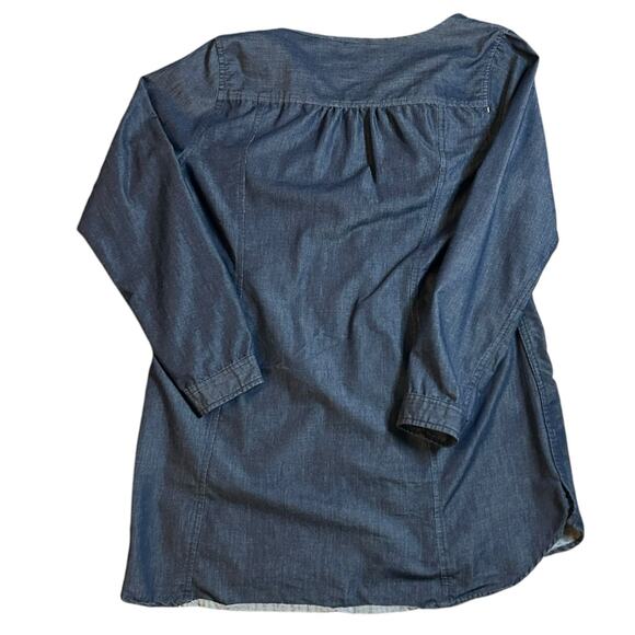 Toad & Co Wayfarer Chambray Blue Denim Button Tunic Top Sz Medium Boho Granola - Picture 7 of 7